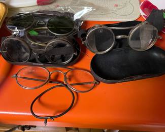 Vintage motorcycle goggles and glasses