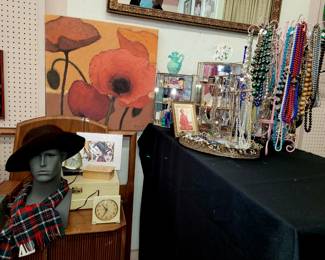 50% off Vintage costume jewelry, scarves, gloves, hats