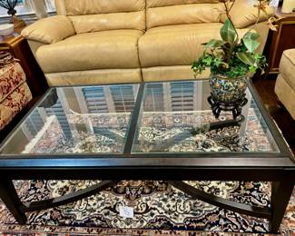 Black wood and glass coffee table