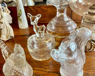 Vintage glass trinket boxes