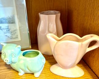Vintage Camark Pottery 6 “ Tulip Vase Pitcher with Handle  - Vintage Small Ceramic Pig Planter