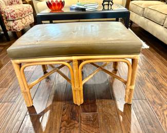 Pair of rattan base benches