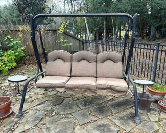 Patio swing with cushions