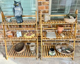 Pair of wood indoor/outdoor shelves