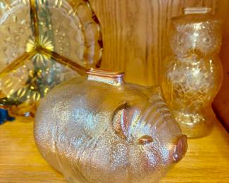 Vintage glass piggy and owl banks