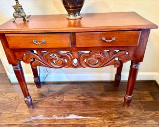 Vintage carved front side table