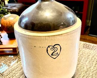 Antique 2 gallon stoneware whiskey jug