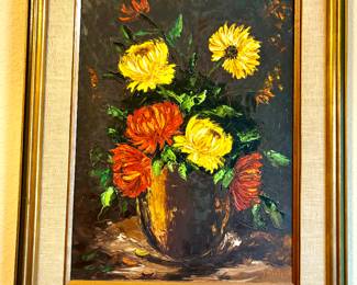 Pair of colorful signed oils