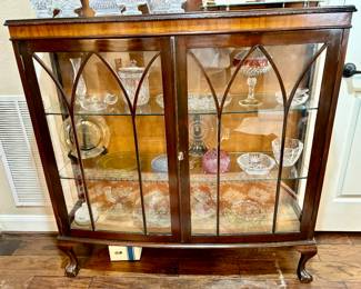 Antique leaded glass display case