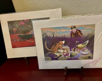 Pair signed Oriental pictures