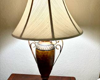 Wood tone base lamp