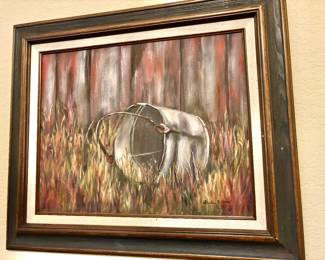 Country scene signed oil