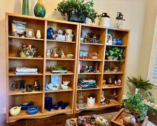 Two oak bookshelves shown together