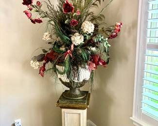 Large floral in urn on pedestal