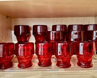 Anchor Hocking Ruby Georgian Honeycomb glasses