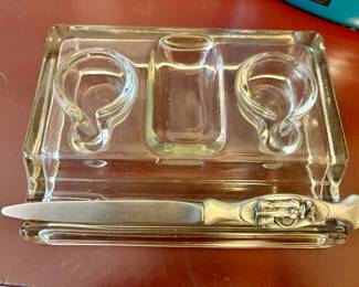 Vintage glass inkwell set