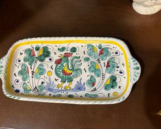 Signed Italian rooster tray