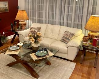 Divani Chateau d’Ax leather couch & matching oversized lounge chair 