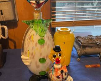 Murano glass clowns