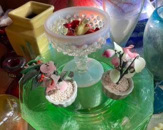 Vaseline glass and Jade trees