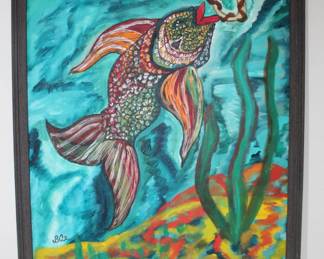 Fish Painting  Oil on Canvas   BAR