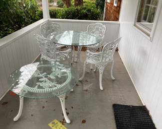 Outdoor Wrought Iron Glass Top Tables And Chairs