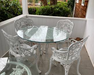 Outdoor Wrought Iron Glass Top Tables And Chairs