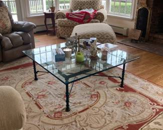 Black Iron Glass Top Coffee Table