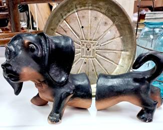 Chalkware Dachshund bookends