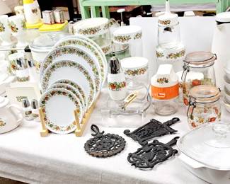 Much, much vintage kitchenware.  Corning Ware "Spice of Life"
