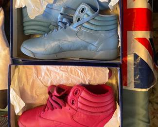 Vintage REEBOK High-Top Tennis Shoes--Red, Blue, or Lavender--Awesome--New Old Stock!!!