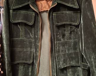 Vintage Green Velour CAMPUS  Jacket--and lots of SUPER COOL  Men's & Women's Clothes!!!