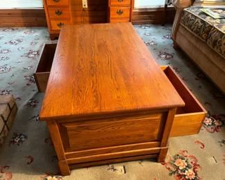 Double Drawer Oak Coffee Table