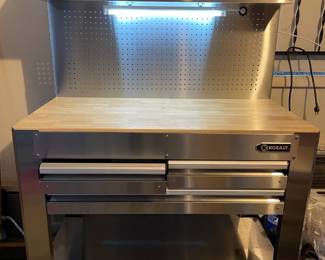 KOBALT Work Bench w/ Wood Top & Stainless Frame--Never Used!
