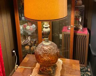 One of  a Pair, Tall Shaded, Glass Globe Based , Mid-Century,  Table Lamp!