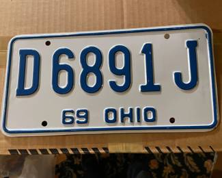 Never Used--Still New 1969 OHIO Automobile License Plate Pair