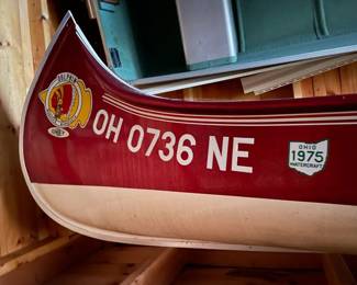 Beautiful High-Gloss Candy Apple? & Cream Colored Fiberglass? "DOLPHIN CHIEF" Canoe--Expertly stored for 50 Years!!!!!