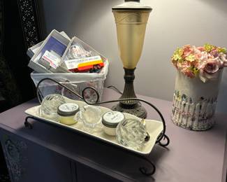 Winross vintage model trucks, vase, lamp, decor