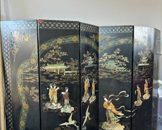 Antique Chinese screen, imported from mainland China over 6 decades ago. Jade, mother of pearl, ivory