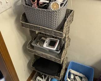 Hair blowers, curling irons, storage shelves, power cords