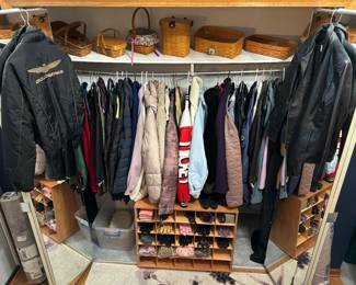 Jackets, coats, hats, gloves, shoe rack