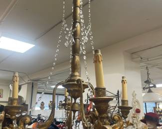 Antique gilt crystal chandelier