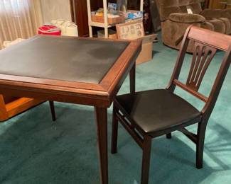 Folding card table with four chairs