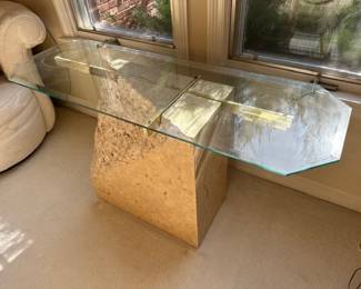 Vintage, beautiful  rare stone and glass entry table $400