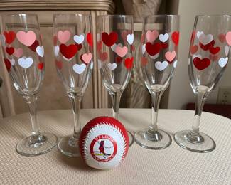 5 darling champagne glasses ready for your Valentines toast $100 for all or $25 each 