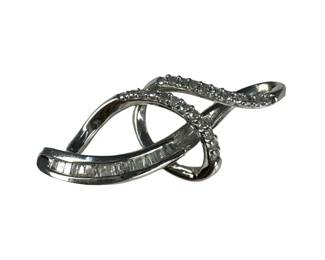 Sterling Silver Diamond Freeform Pendant