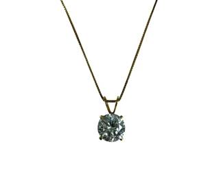 18kt Yellow Gold Cubic Zirconia Solitaire Necklace