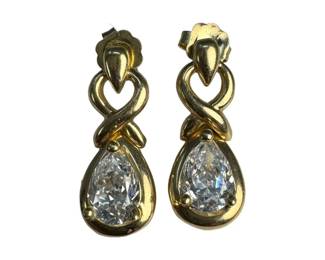 14kt Yellow Gold Cubic Zirconia Dangle Earrings
