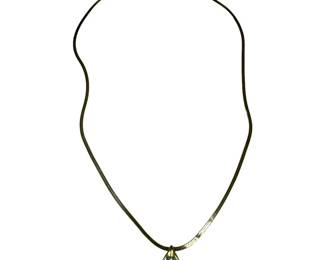 14kt Yellow Gold Cubic Zirconia Teardrop Pendant on Herringbone Chain