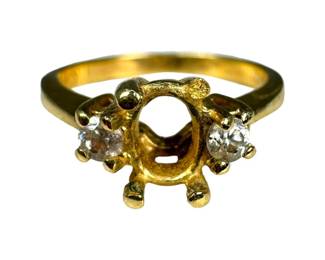 10kt Yellow Gold Cubic Zirconia Semi Mount Ring